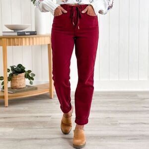 Judy Blue Scarlet Red High Waist Pull On Double Cuff Jogger Size 14 W